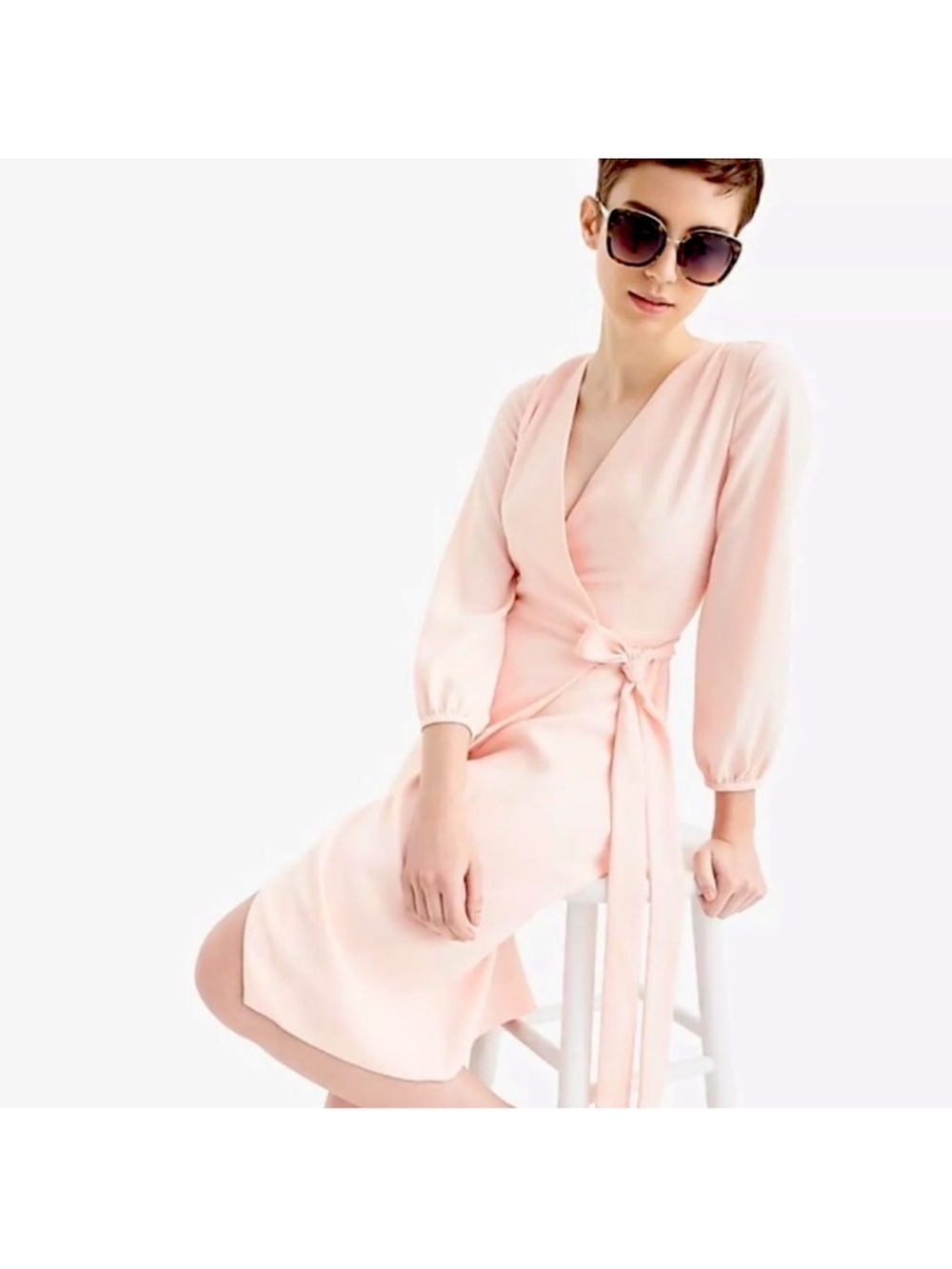J.Crew Blush Pink Wrap Dress with Tie Waist